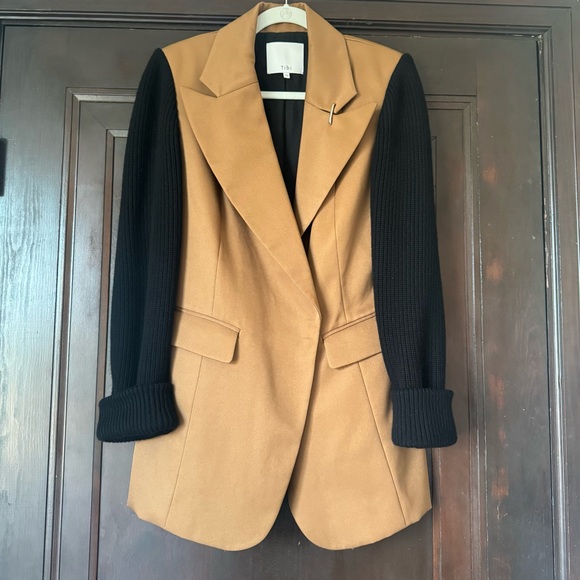 Tibi Techy Knit Sleeve Blazer, Size 10 - Picture 3 of 13